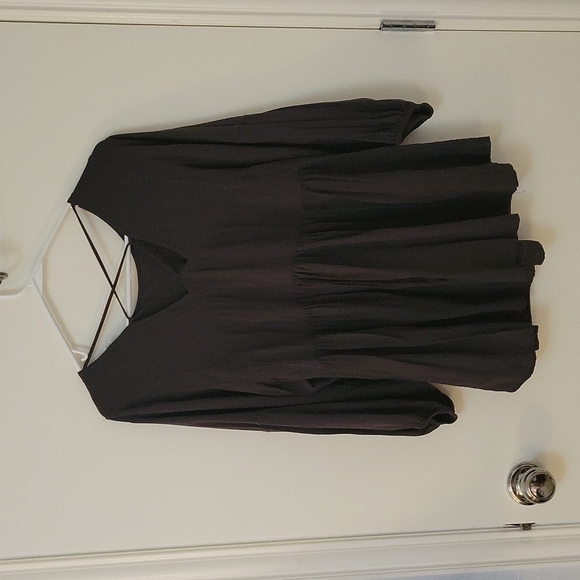 3/$30 Altar'd STATE Romantic Embroidered Peplum Peasant Criss Cross Blouse - Picture 5 of 11